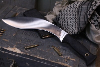 Cold Steel Gurkha Kukri 12" Fixed Blade Knife, Black Kraton / Satin (Pre Owned)