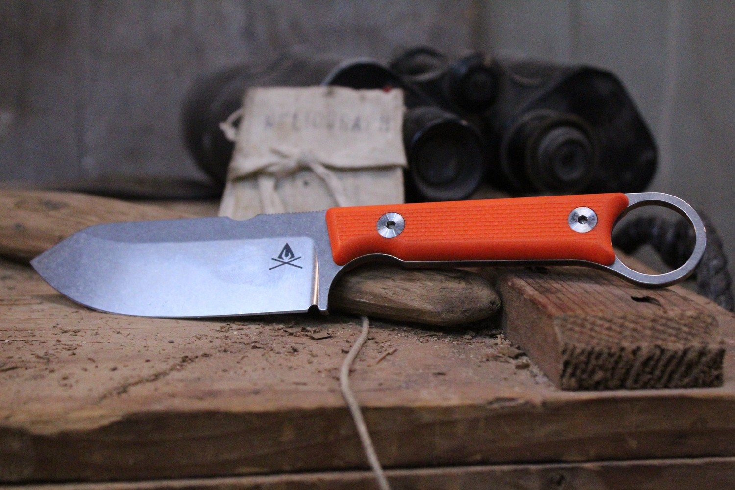 White River Knives Firecraft FC3.5 Pro 3.5&quot; Fixed Blade Knife, Textured Orange G10 / Stonewashed S35VN