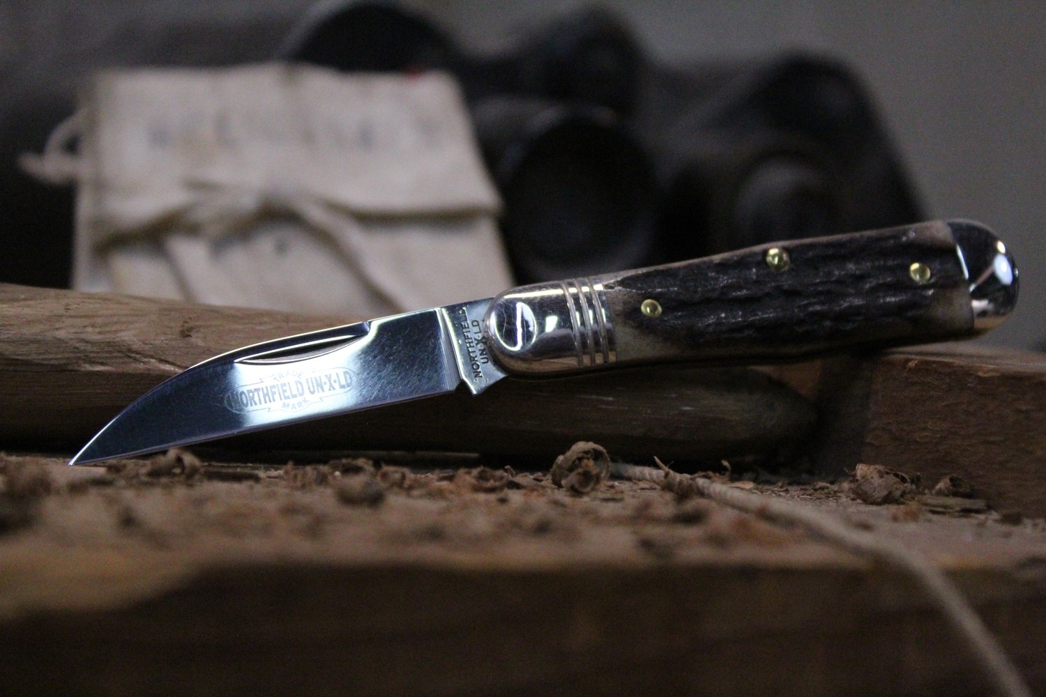 GEC #06 Tidioute Cutlery Pemberton 2.75&quot; Pocket Knife, Sambar Stag / Polished 1095 ( Pre Owned )