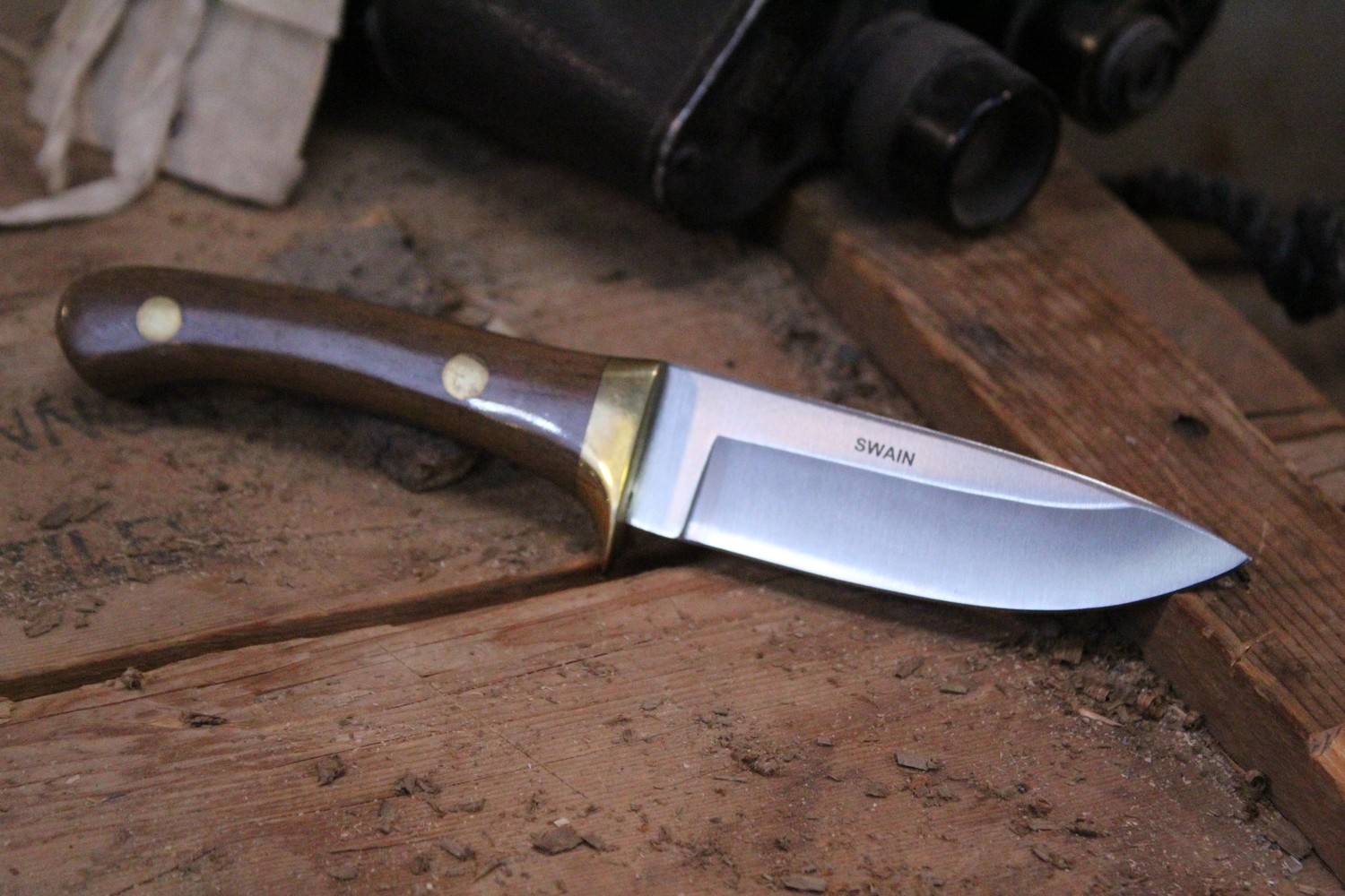 Swanee Swain 4&quot; Drop Point Hunter, Mammoth Bone / High Carbon Steel