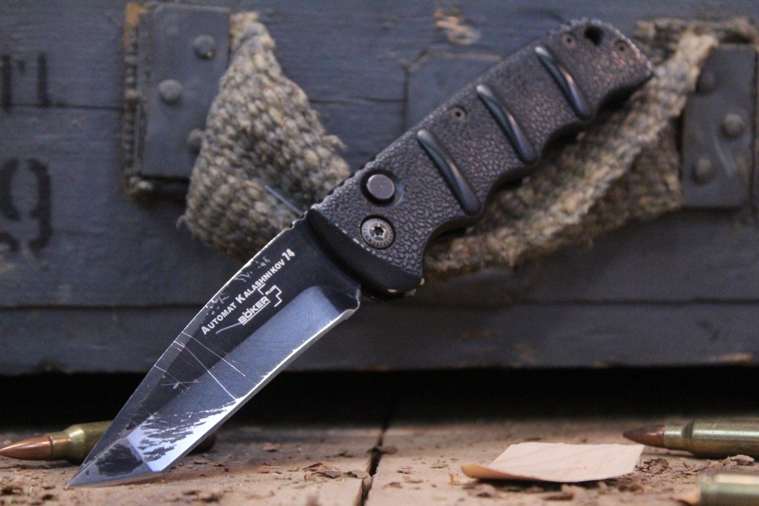 Boker Plus Kalashnikov 3.25&quot; Automatic Tanto, Black Aluminum / Black (Pre Owned)
