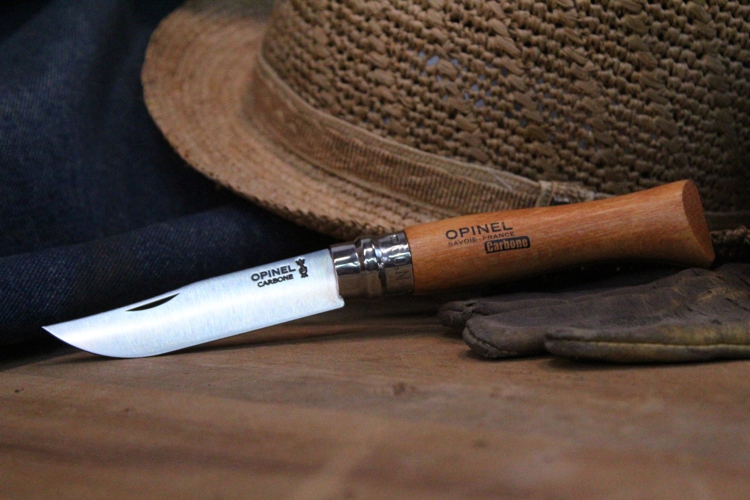 Opinel Knives No. 9 3.25 Knife, Beech Wood / Satin Carbon Steel
