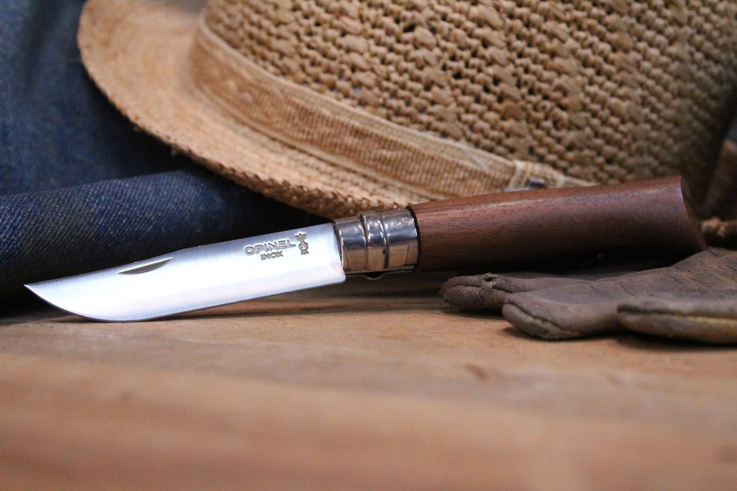 Opinel Knives No. 8 3.25&quot; Knife, Walnut / Satin Stainless Steel