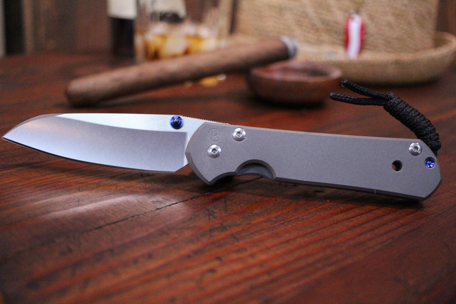 Chris Reeve Large Sebenza 21 Insingo 3.625&quot; Knife, Stonewash Titanium / Polished ( Custom Andodization )