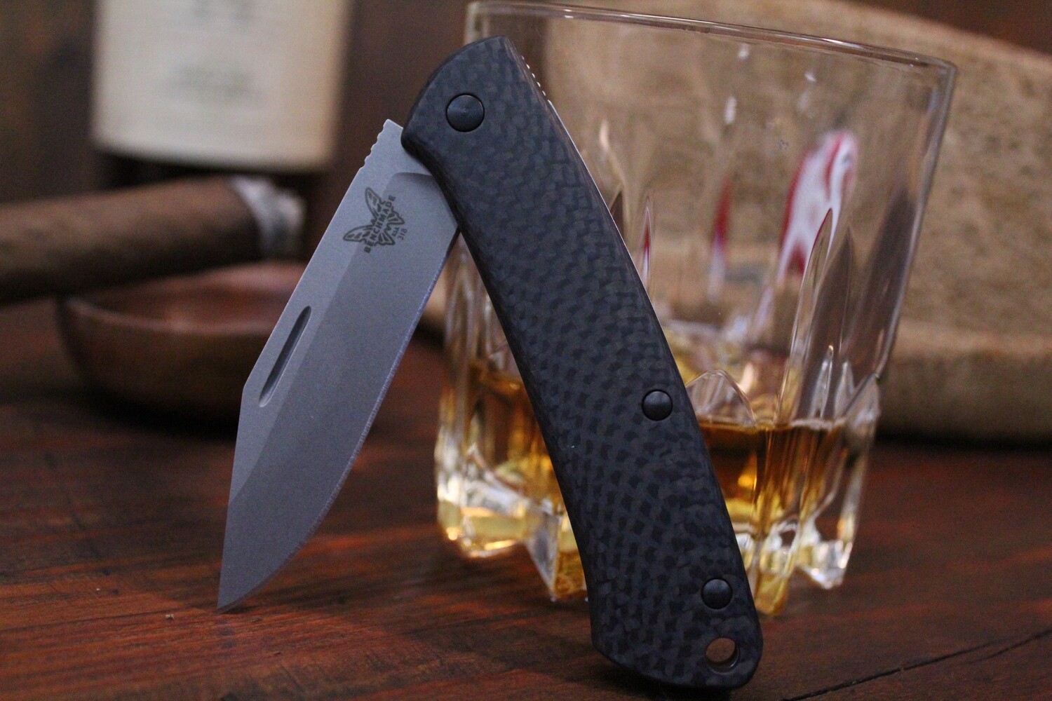 Benchmade Proper 2.8&quot; Clip Point Slip Joint Knife / Carbon Fiber / Stonewash ( Discontinued )