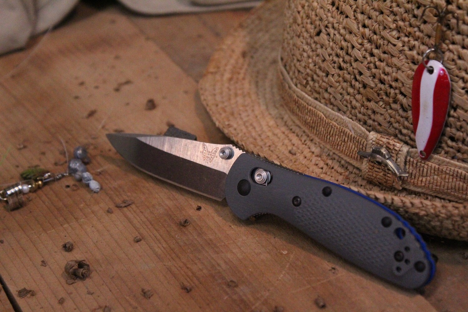 Benchmade Mini Griptilian 2.91&quot; AXIS Lock Knife / Satin / Gray-Blue G10 / 20CV(Prototype)