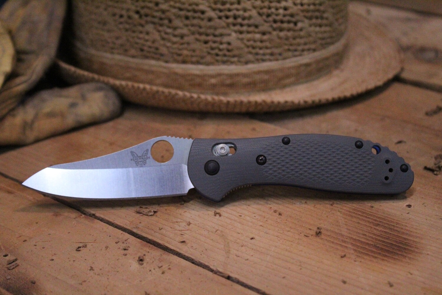 Benchmade Griptilian 3.45&quot; AXIS Lock Knife / Satin / Gray-Blue G10 / HG (Prototype)
