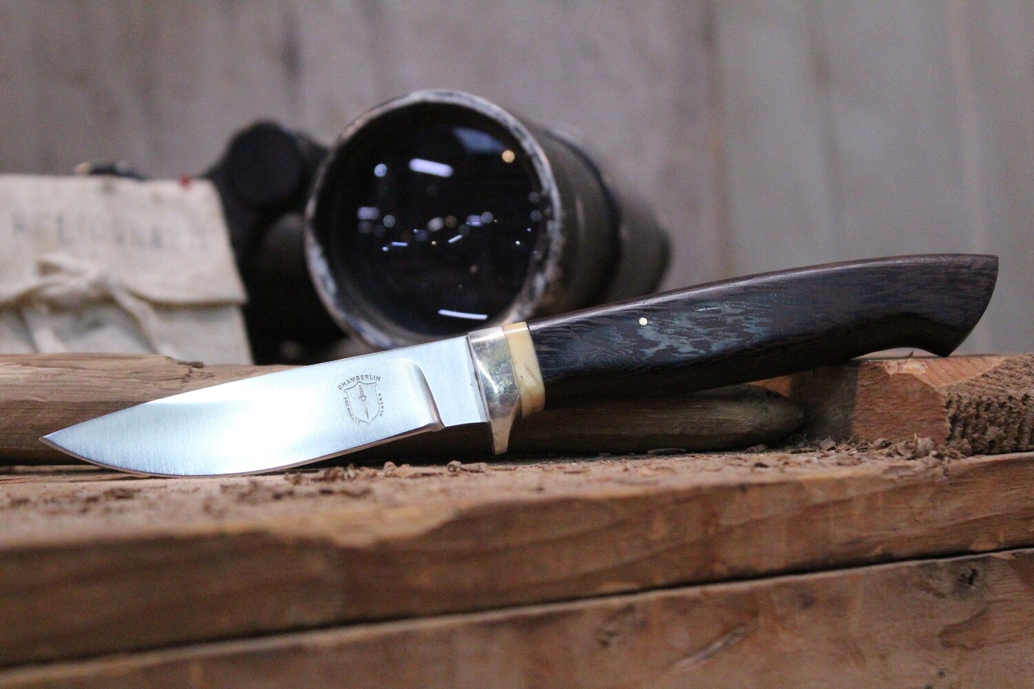 John Chamberlin Small Drop Point 3.25&quot; Fixed Blade, Stainless / Ironwood Handle
