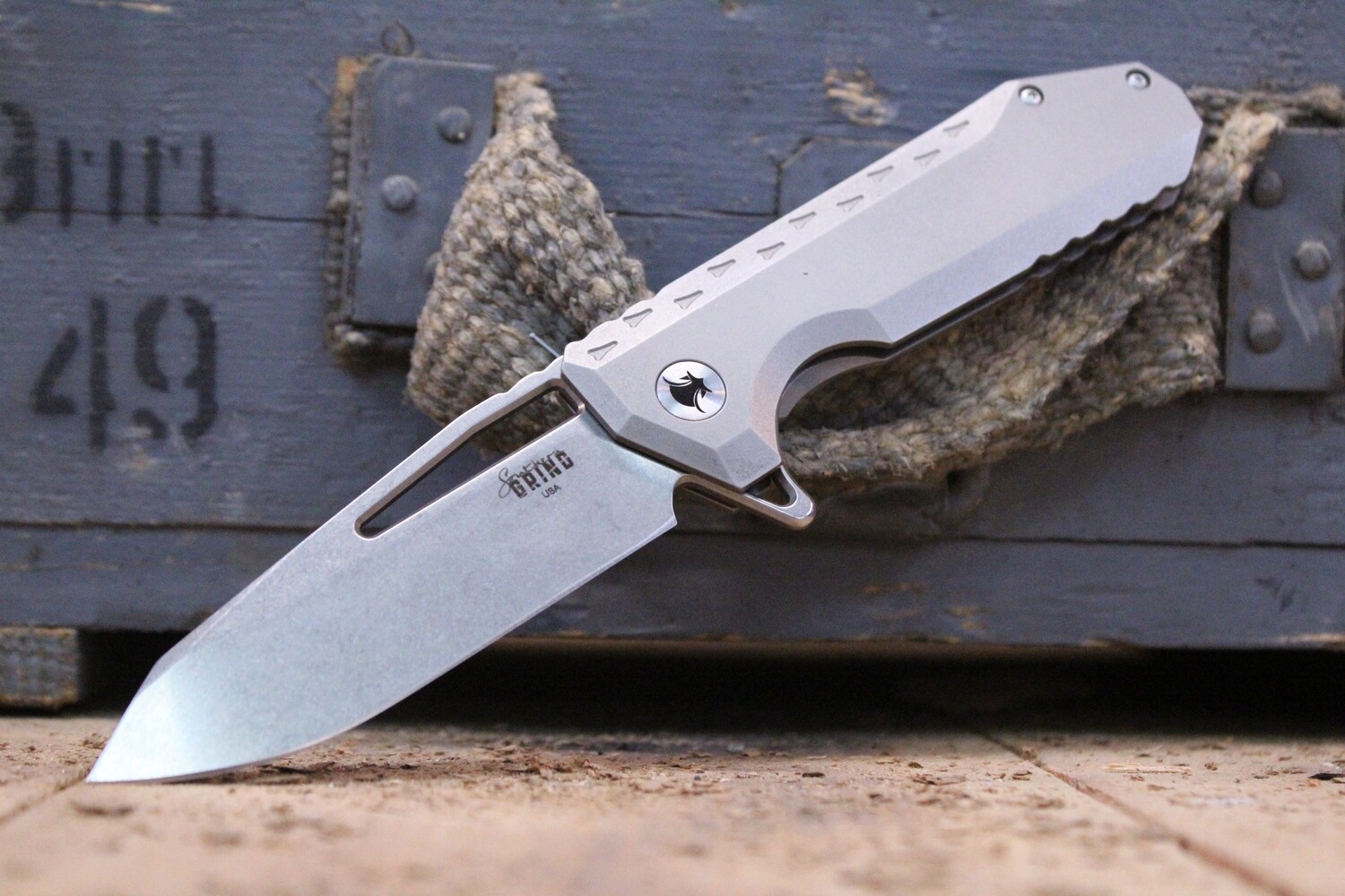 Southern Grind Penguin 3.5&quot; Frame Lock Knife, Titanium / Stonewash