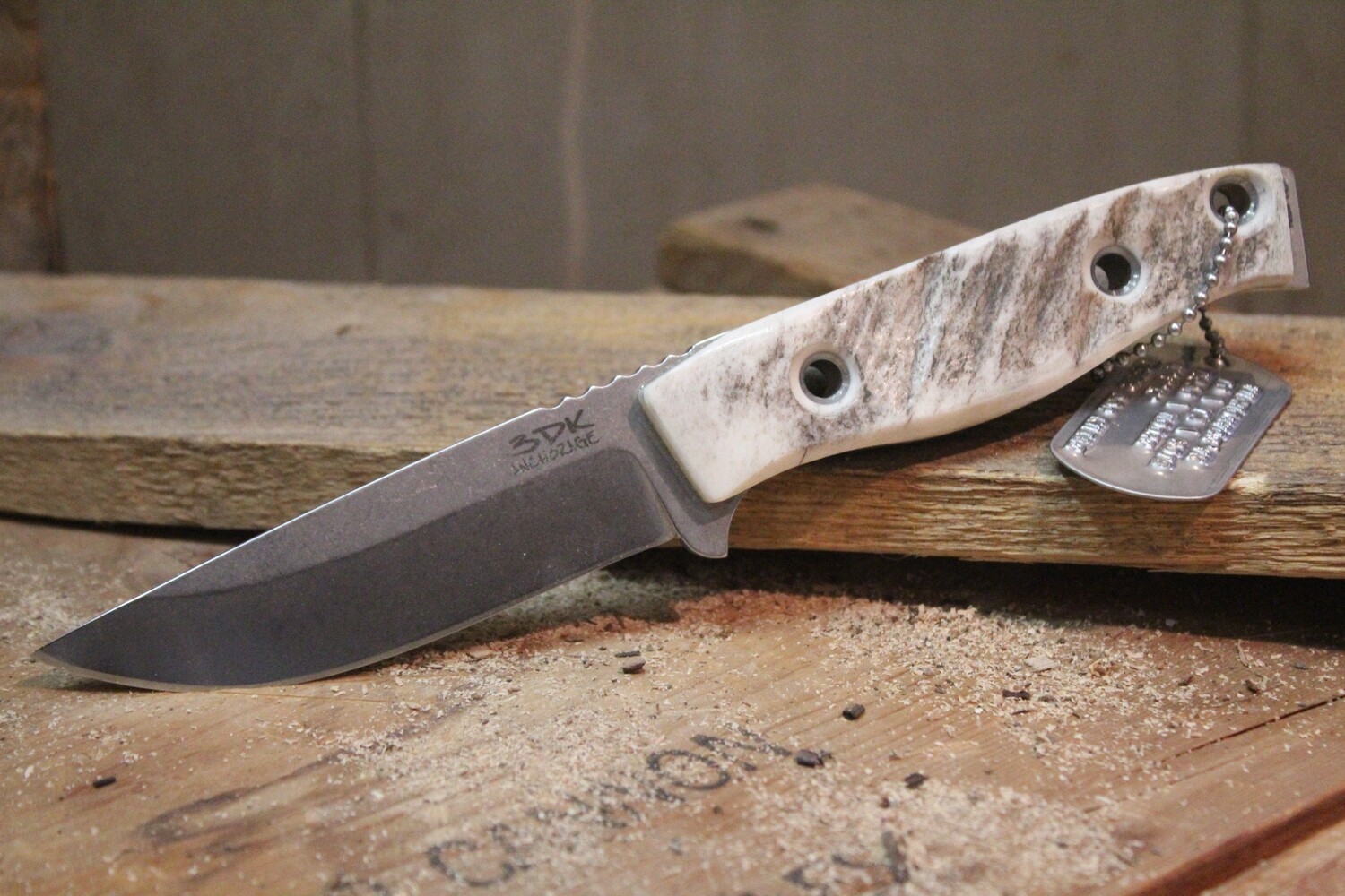 3DK MAK 4&quot; Fixed Drop Point, Elmax Blade / Moose Handle