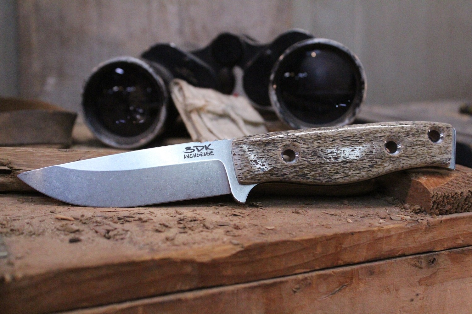3DK MAK 4&quot; Fixed Drop Point, Elmax Blade / Whale Bone Handle