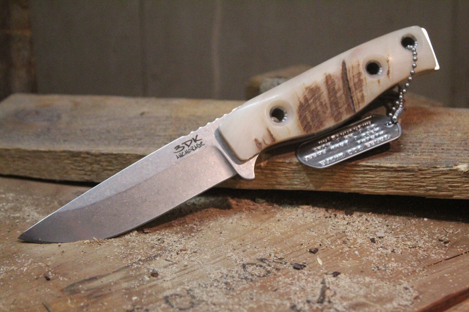 3DK MAK 4&quot; Fixed Drop Point, K110 Blade / Dall Sheep Handle