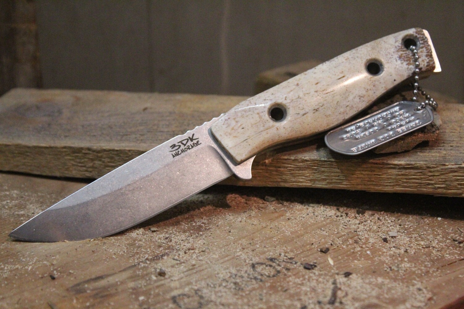 3DK MAK 4&quot; Fixed Drop Point, K110 Blade / Oosik Handle