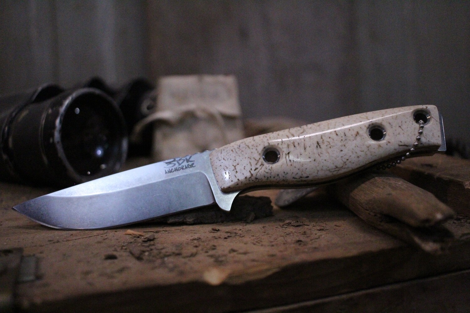 3DK MAK 4&quot; Fixed Drop Point, M390 Blade / Walrus Jaw Bone Handle