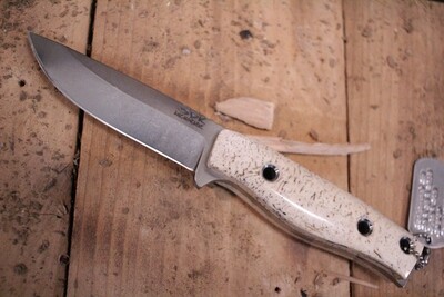 3DK MAK 4" Fixed Drop Point, M390 Blade / Walrus Jaw Bone Handle