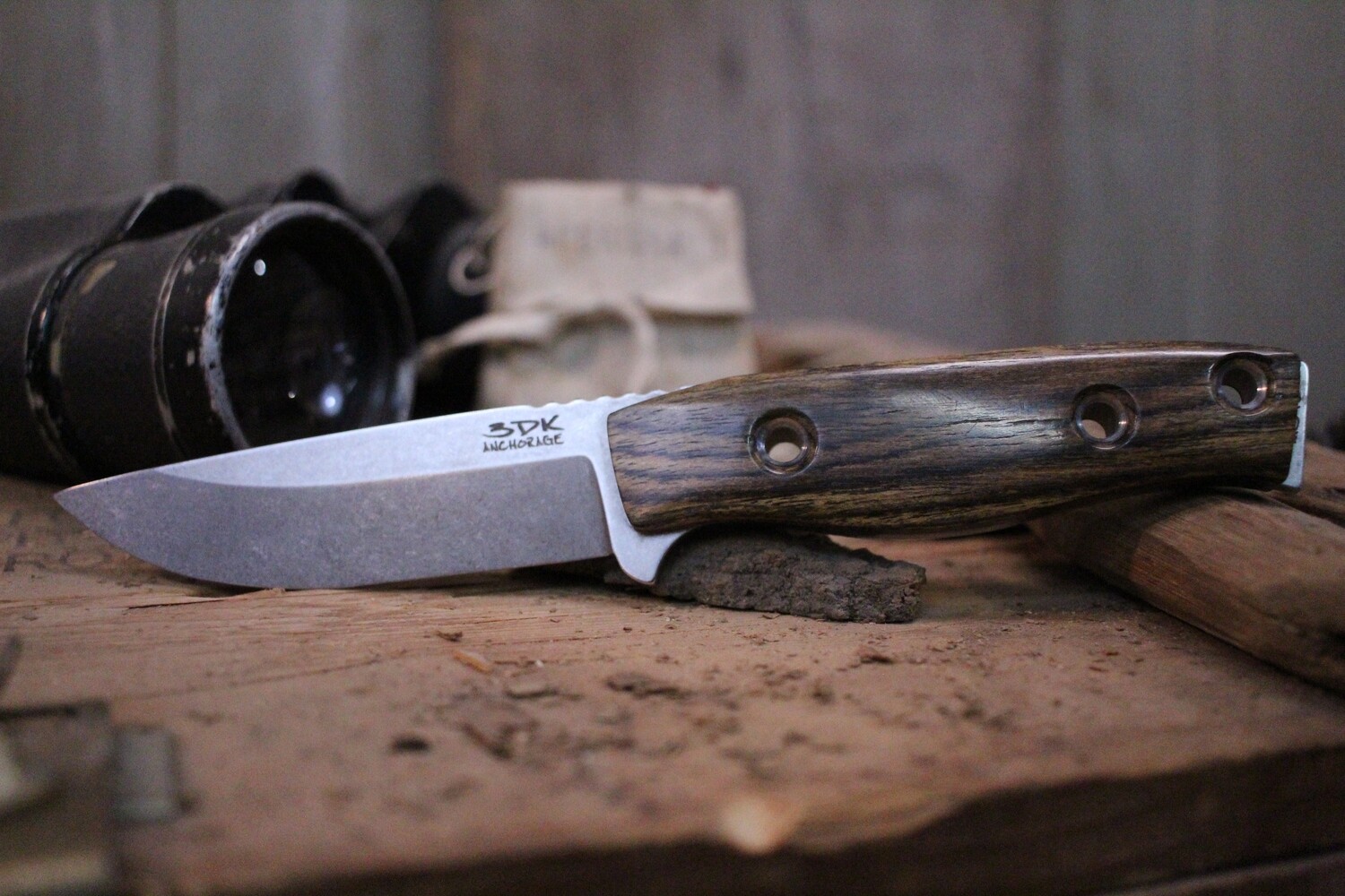 3DK MAK 4&quot; Fixed Drop Point, M390 Blade / Bocote Wood Handle