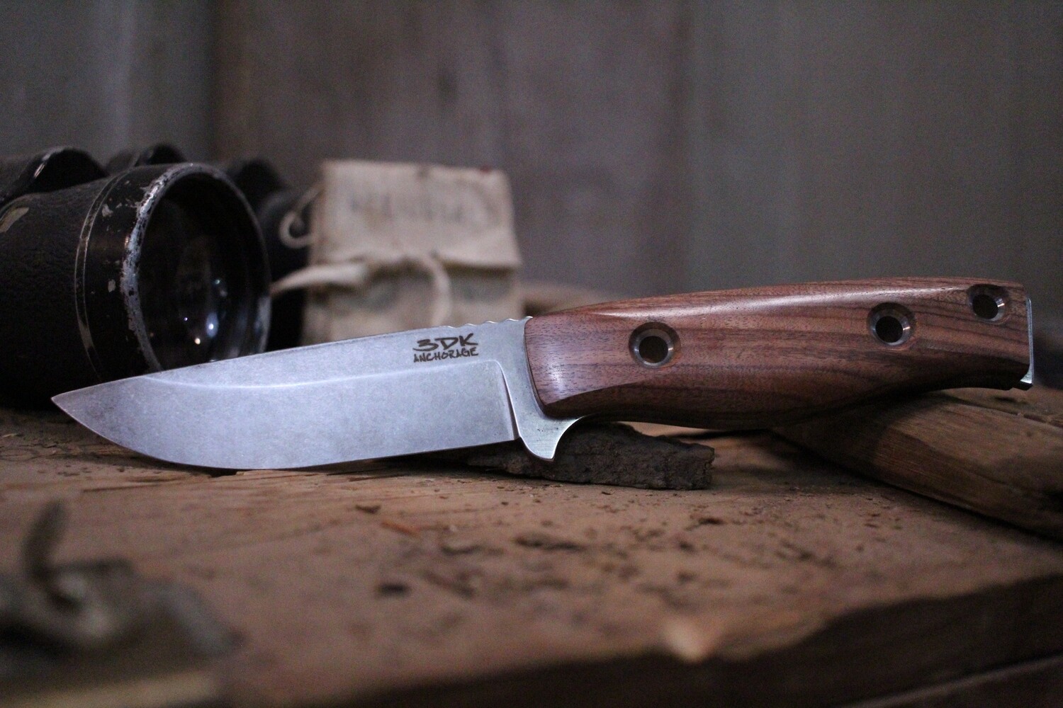 3DK MAK 4&quot; Fixed Drop Point, Elmax Blade / Brazilian Rosewood Handle 