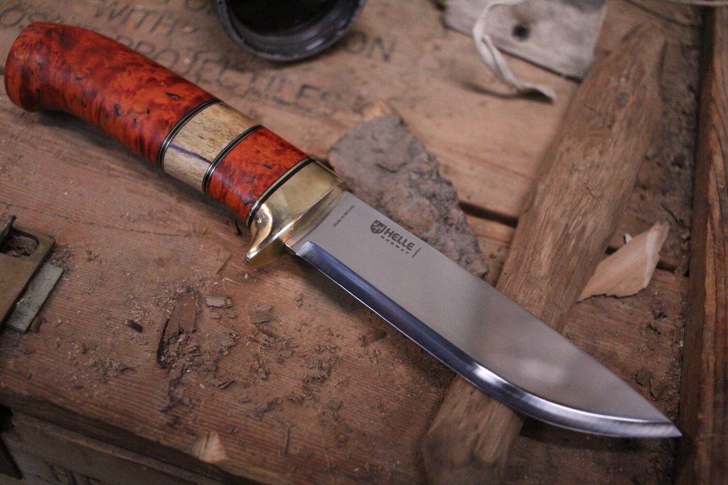 Helle GT Custom 4.84&quot; Fixed Blade Knife, Birch &amp; Elder Burl / Stainless Steel ( Pre Owned )