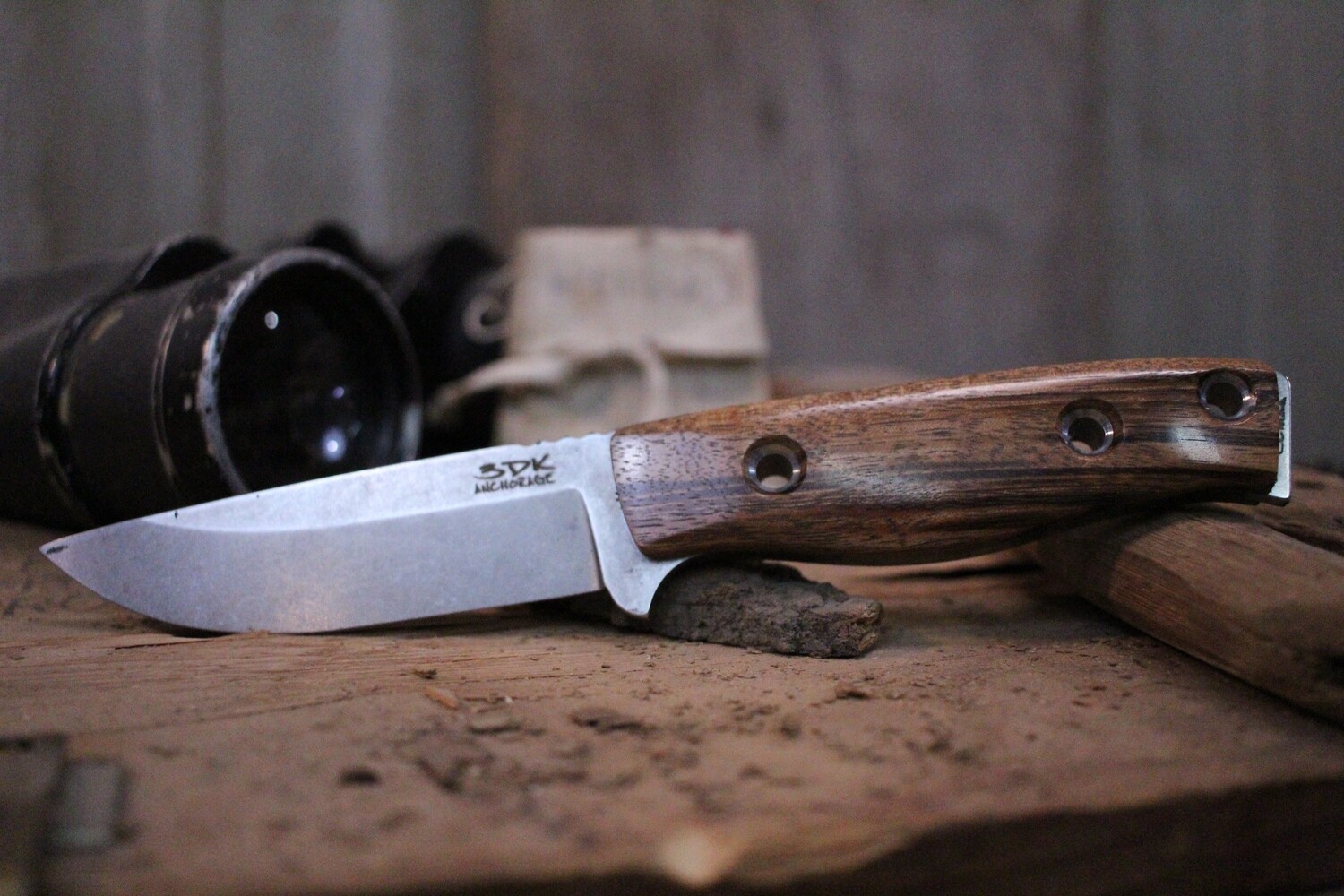 3DK MAK 4&quot; Fixed Drop Point, K110 Blade / Tiger Wood Handle