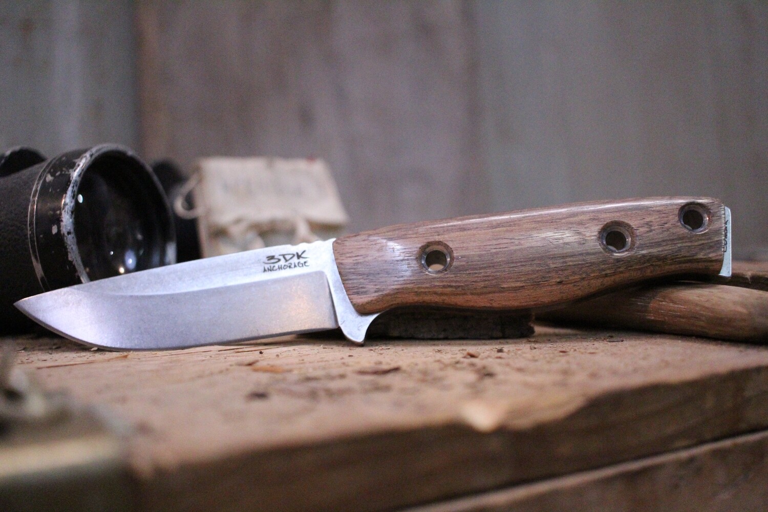 3DK MAK 4&quot; Fixed Drop Point, M390 Blade / Mora Wood Handle