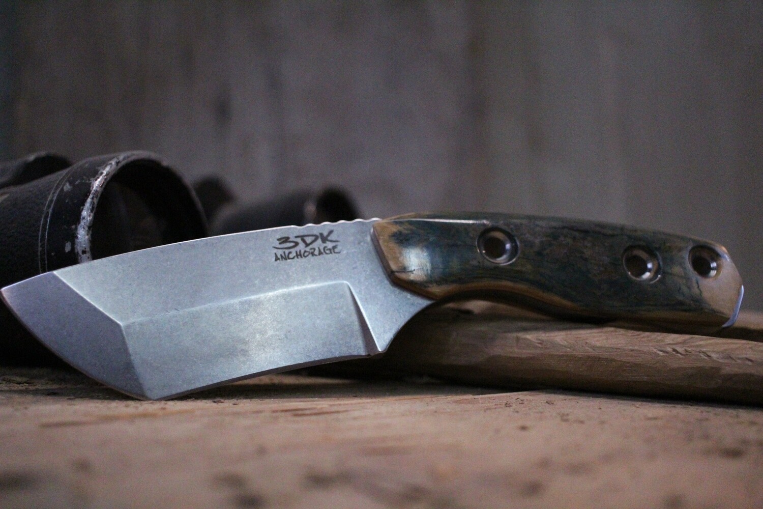 3DK Riot 3.7&quot; Fixed Tanto Point, K110 Blade / Mammoth Ivory Handle
