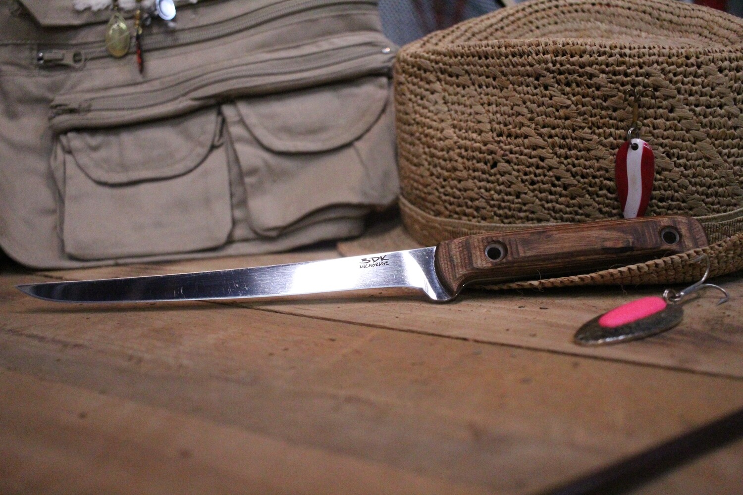 3DK Fisher 8&quot; Fillet Knife,  Walnut Dymondwood
