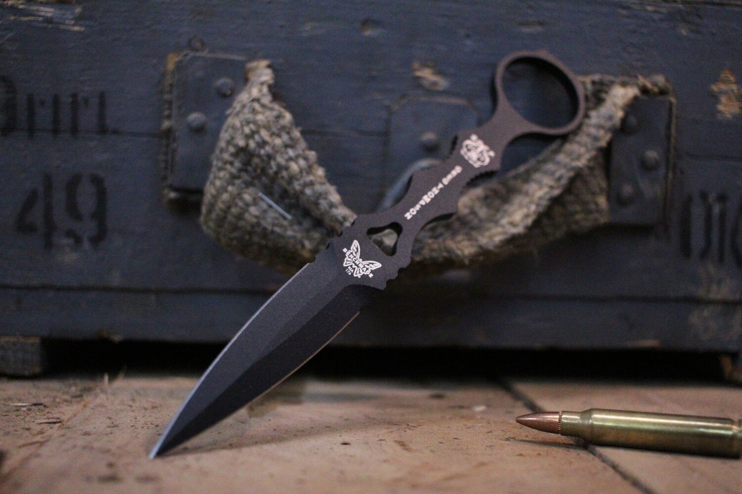 Benchmade SOCP 3.22&quot; Dagger Fixed Blade Knife / Black / Black Sheath