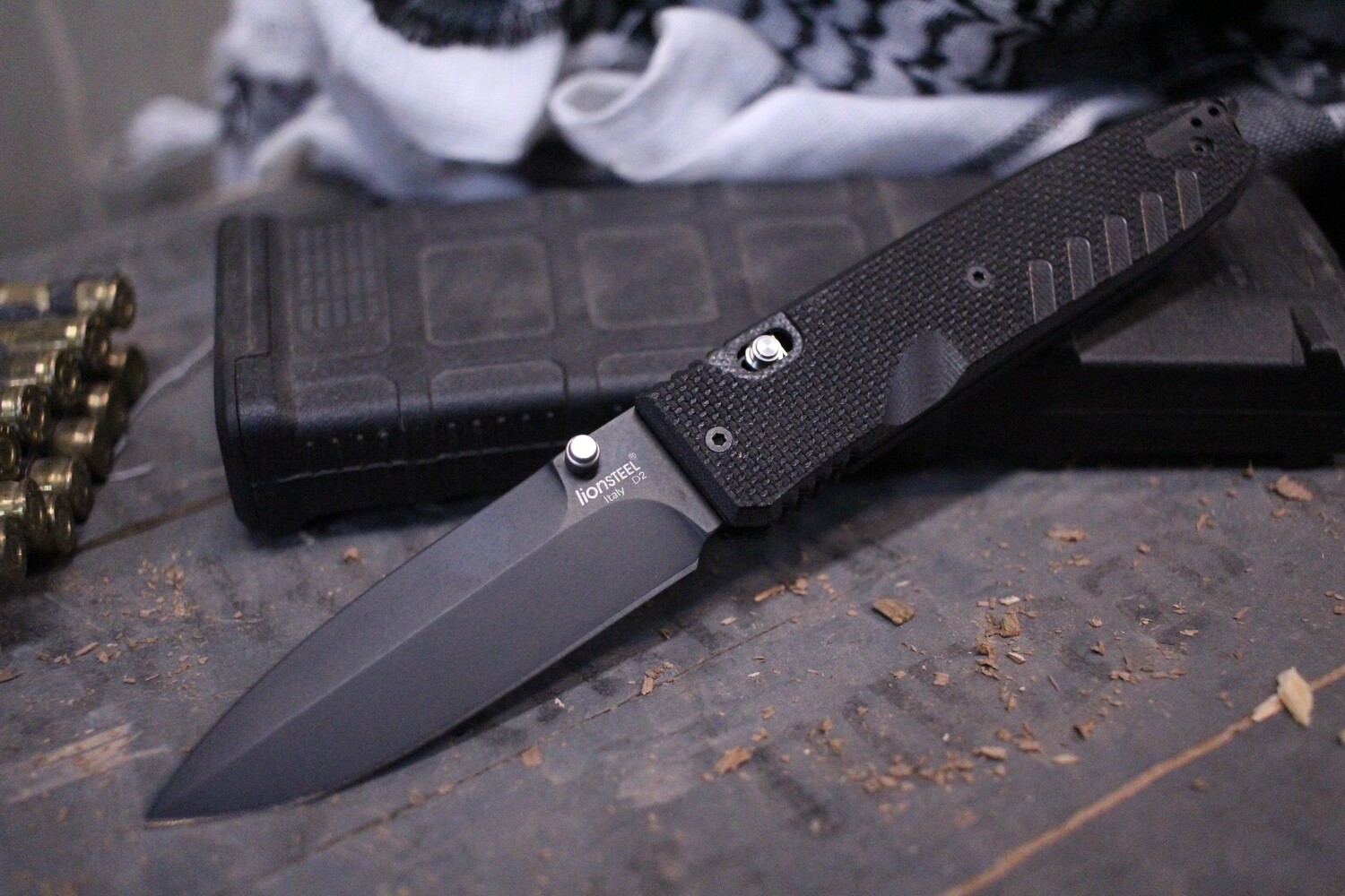 Lionsteel Daghetta 3.25&quot; Folding Knife, Black G10 / Black