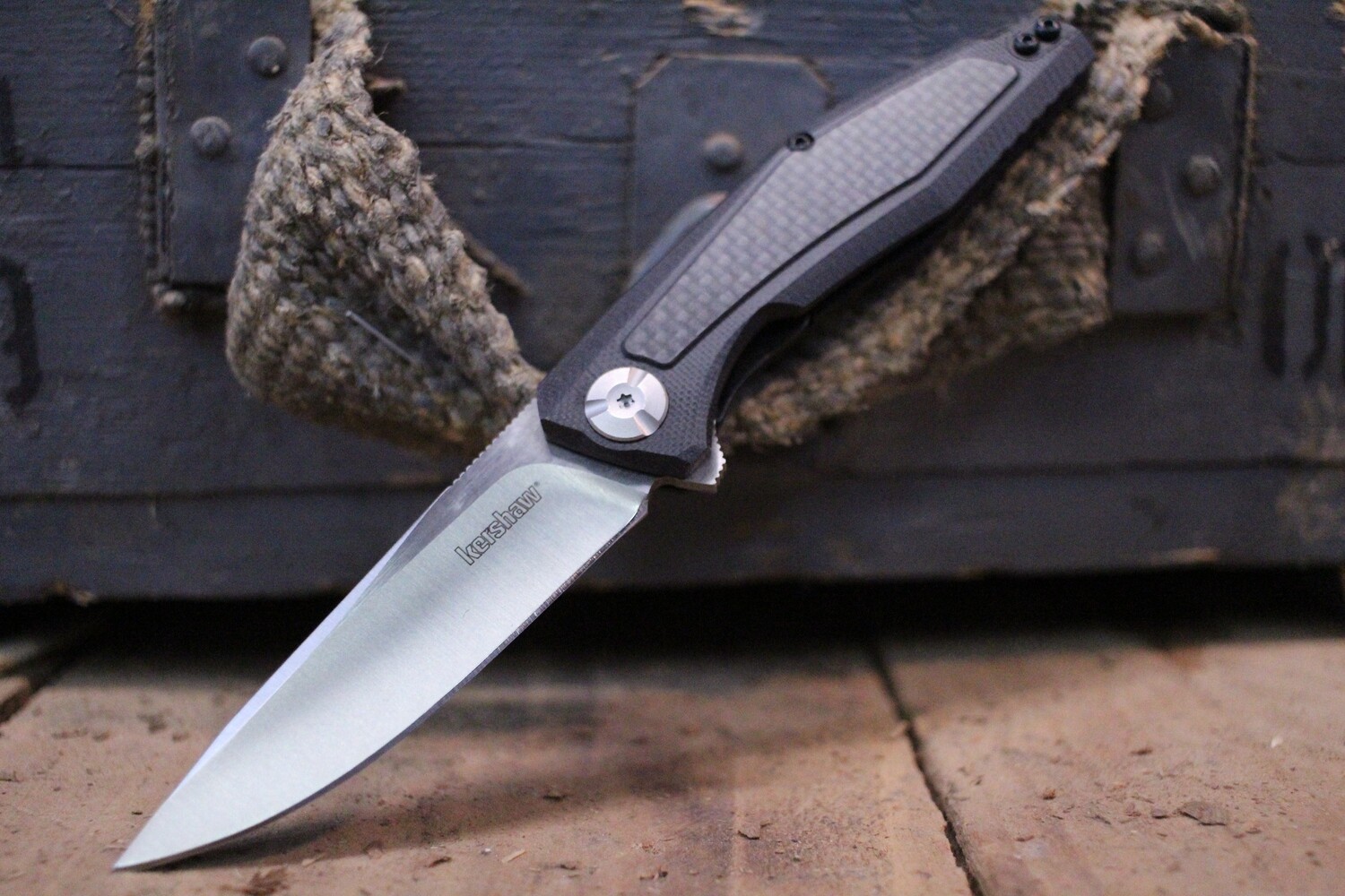 Kershaw Sinkevich Atmos 3&quot; Liner Lock Knife, Black G-10 &amp; Carbon Fiber / Satin