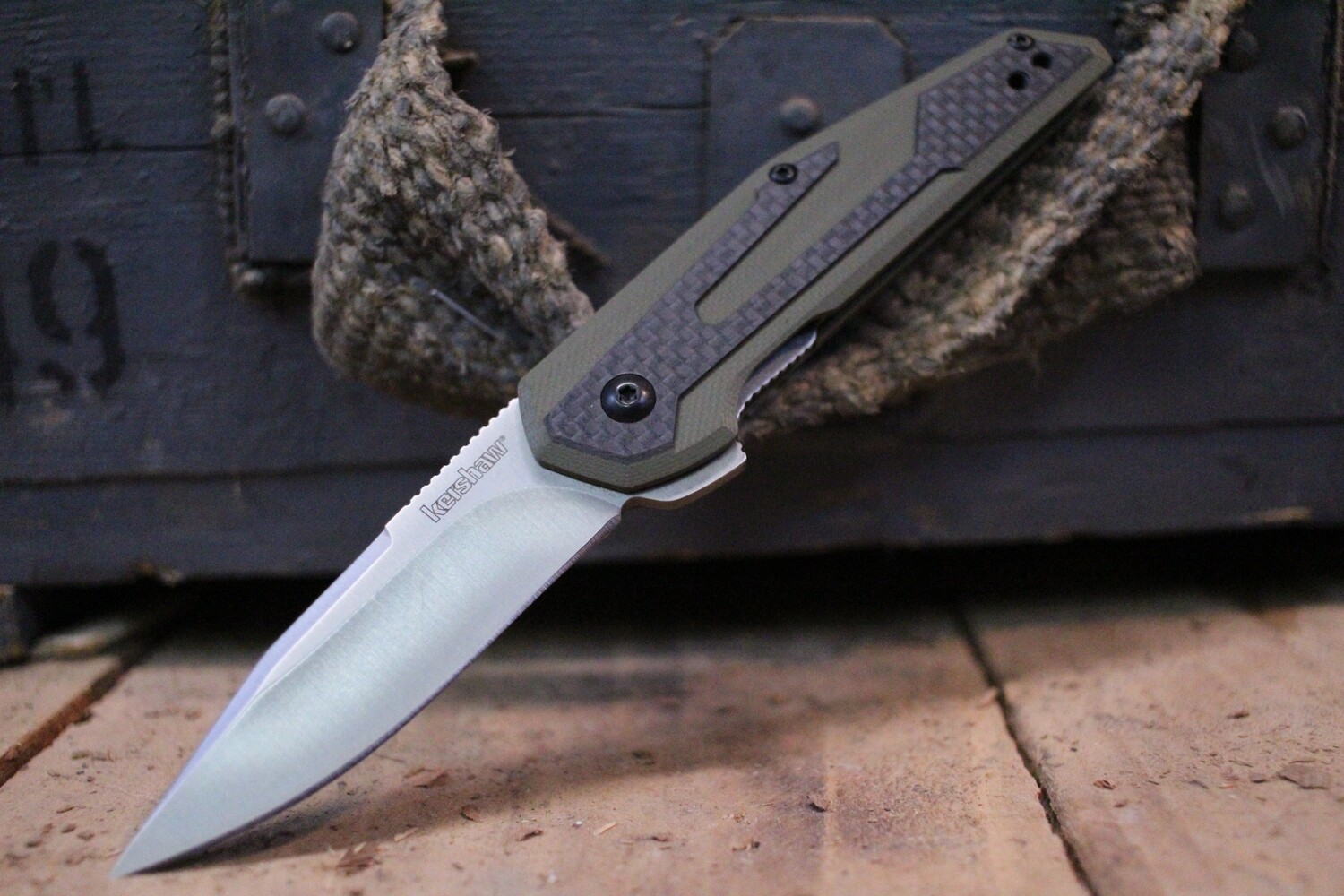 Kershaw Fraxion 2.75&quot; Flipper Knife, Carbon Fiber &amp; OD G10 / Satin ( Discontinued )