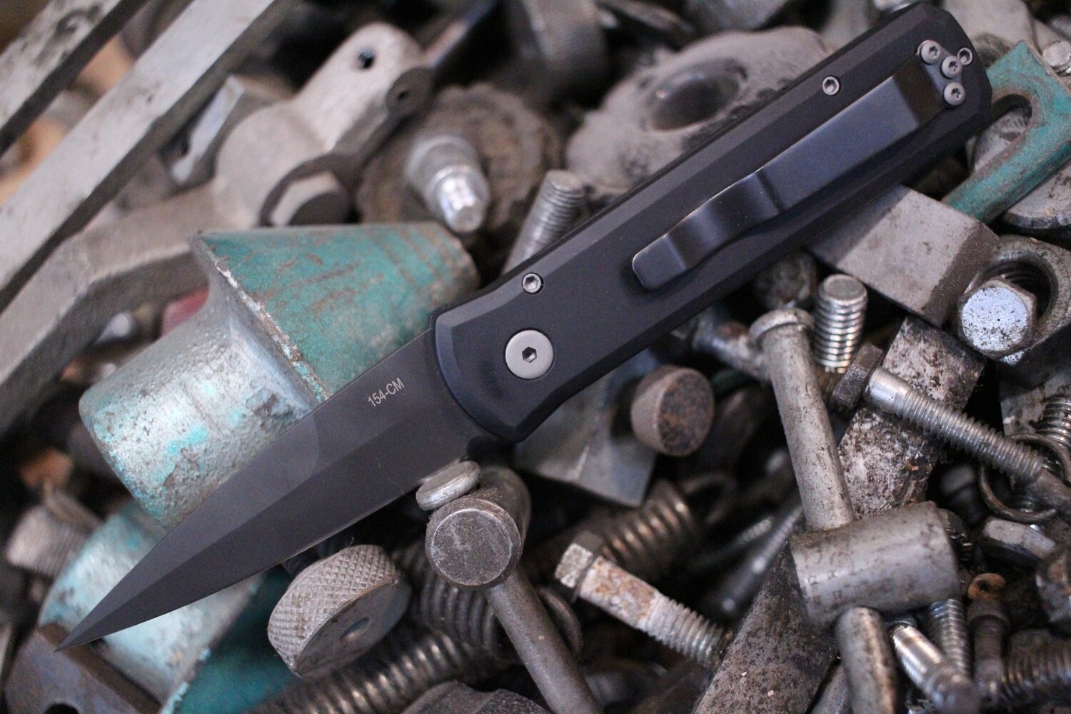 Pro-Tech Godson 3.15&quot; Left Hand Automatic Knife Tactical,  Black / Black