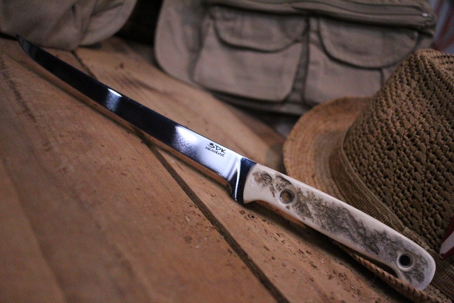 3DK Fisher 8&quot; Fillet Knife,  Moose Handle