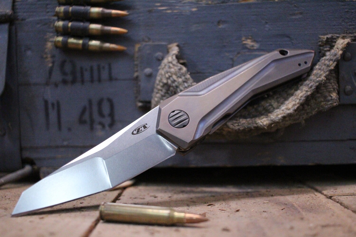 Zero Tolerance 0055 GTC 3.75&quot; Flipper Knife / Custom Anodized Titanium / Stonewash
