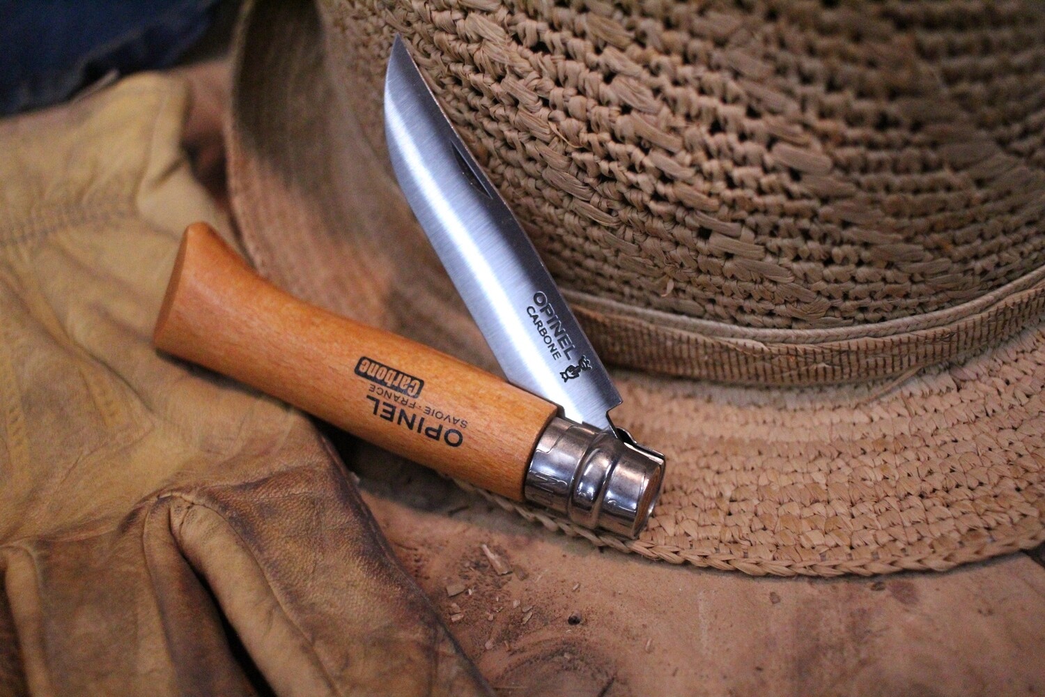 Opinel Knives No. 8 3.35&quot; Knife, Beechwood / Carbon Steel