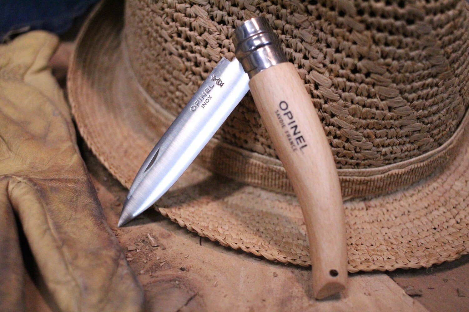 Opinel Knives No. 8 3.25&quot; Garden Knife, Oak / Satin Stainless