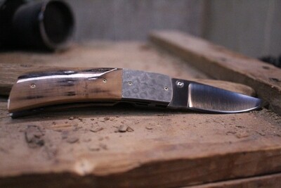 Don Dezarn &amp; R. Ball Collaboration 2.5" Custom Liner Lock Folder, Mammoth Ivory &amp; Damascus Bolsters / VG-10