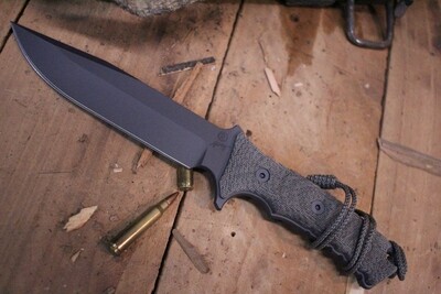Chris Reeve Knives Pacific 6.3" Fixed Bowie, Black Micarta / Grey
