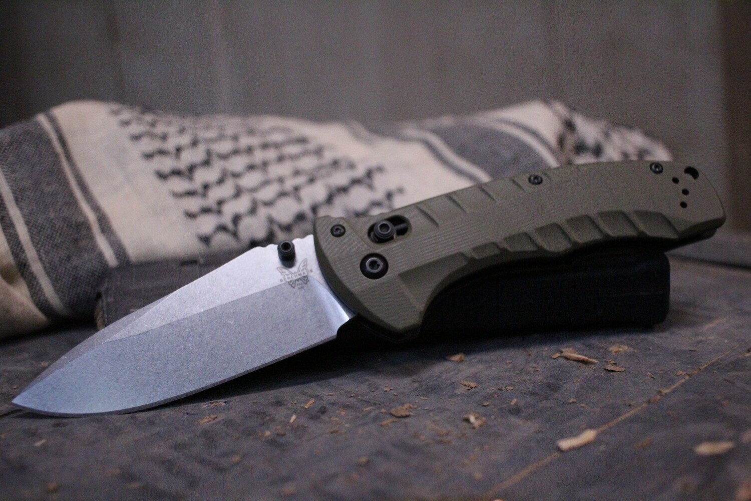 Benchmade Turret 3.7&quot; AXIS Lock Knife / OD Green G10 / Satin ( Discontinued )