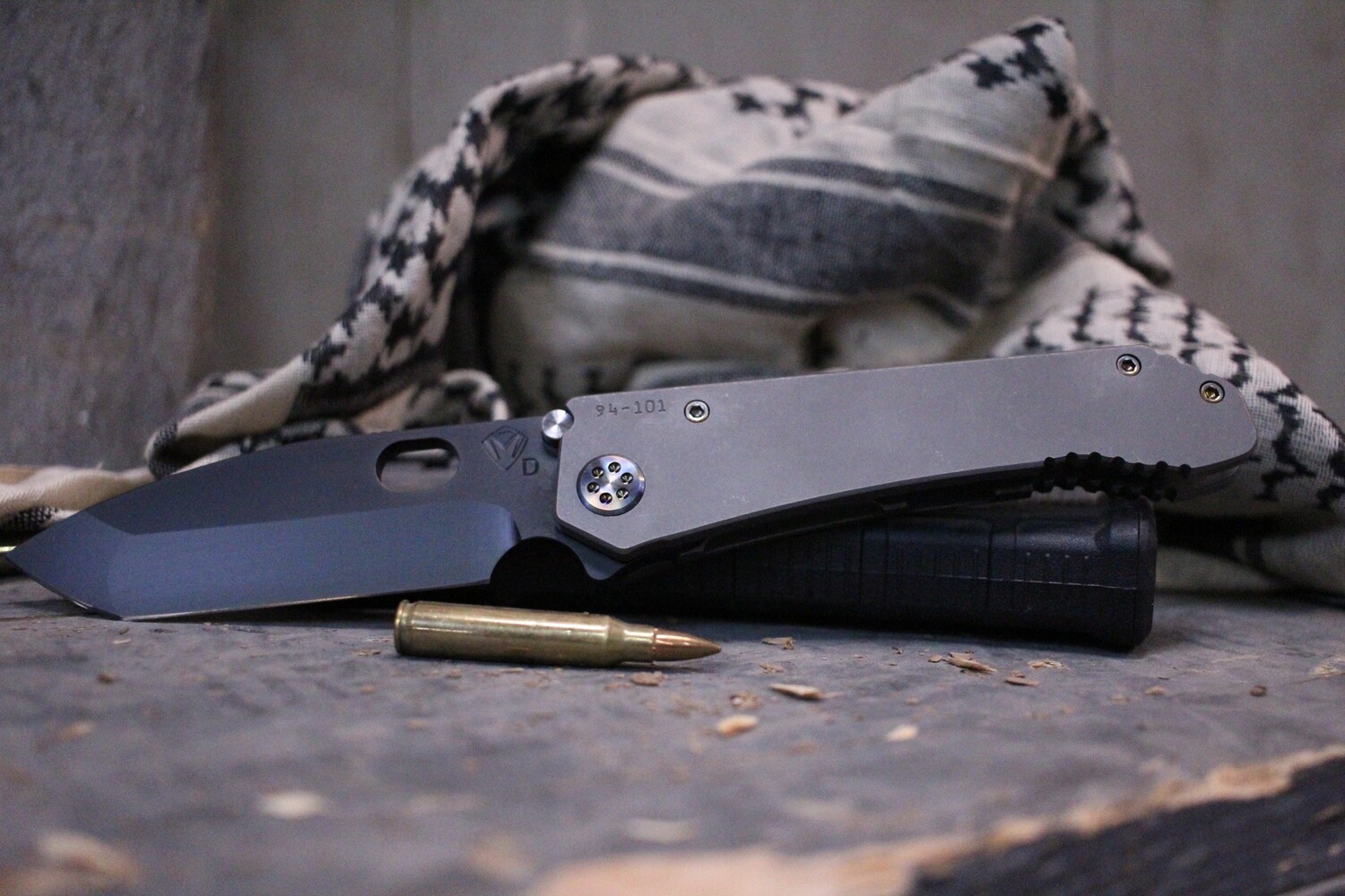 Medford Knife and Tool (MKT) 187DP 4.25&quot;  Frame Lock Knife, Tumbled Titanium / Black PVD