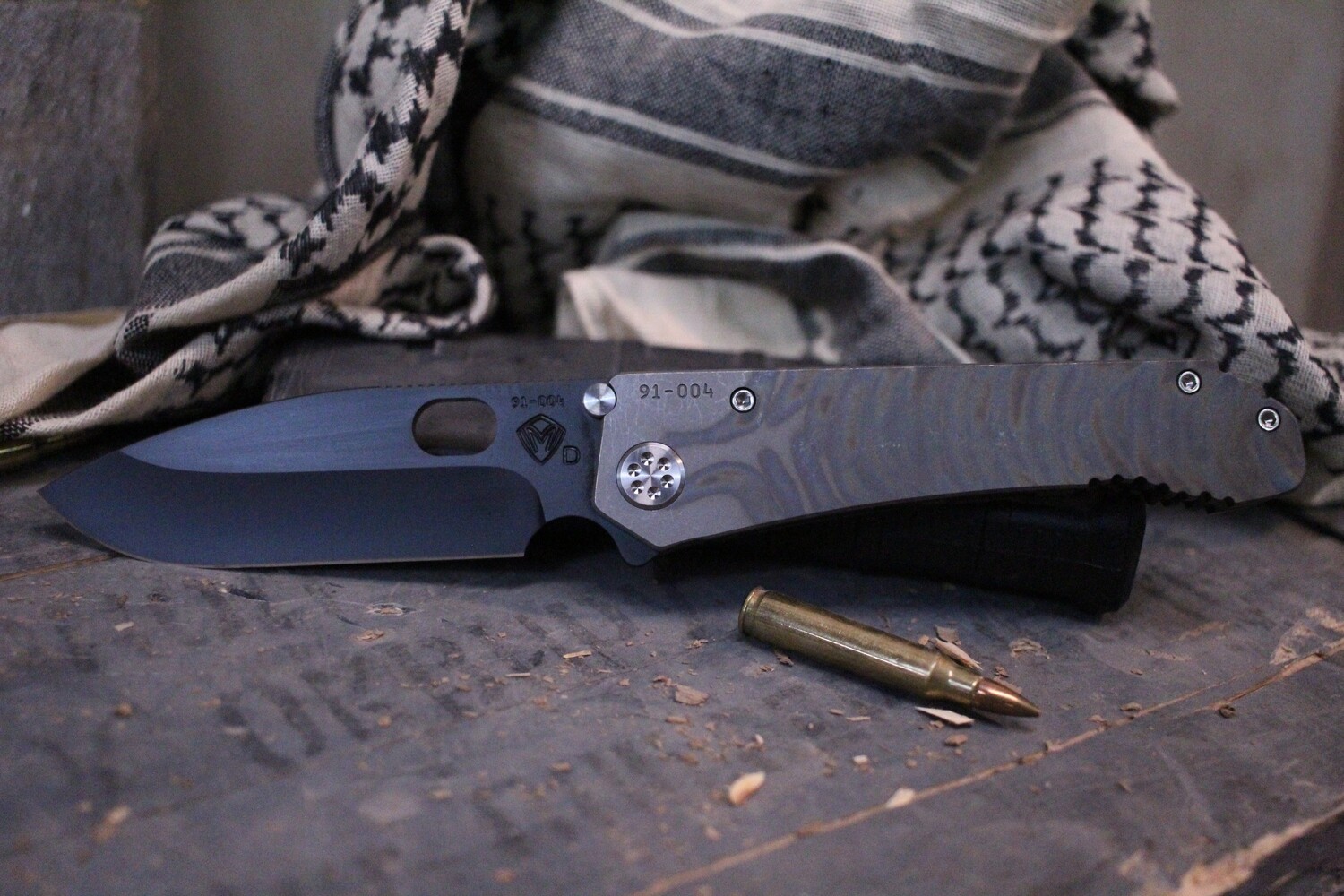 Medford Knife and Tool (MKT) 187DP 4.25&quot;  Frame Lock Knife, Flamed Titanium / Black PVD