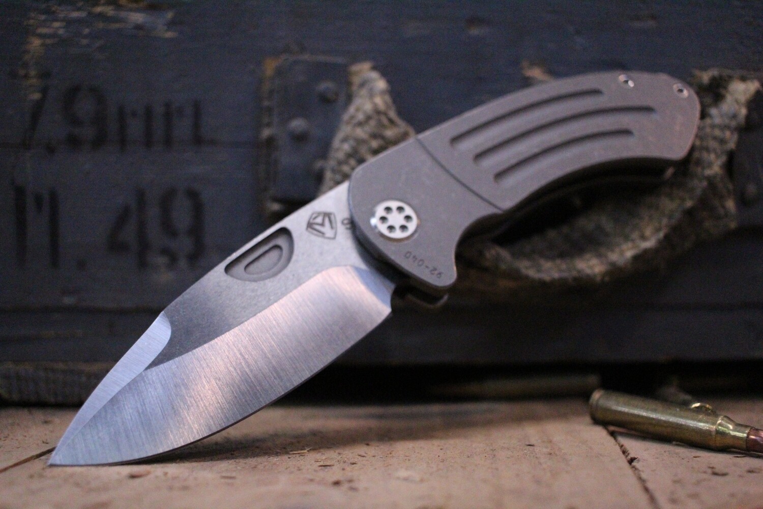 Medford Knife and Tool (MKT) Theseus 3.6&quot; Frame Lock Knife, Tumbled Titanium / Tumbled