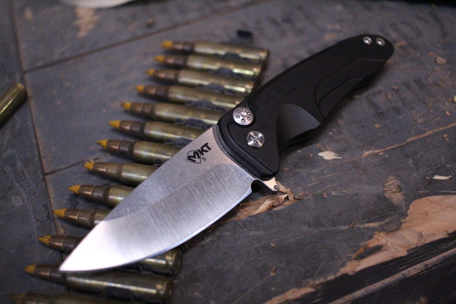 Medford Knife and Tool (MKT) Smooth Criminal 3&quot; Plunge Lock Flipper Knife, Black / Tumbled
