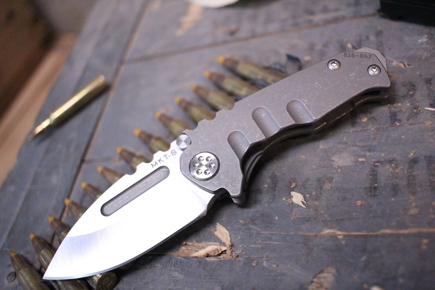 Medford Knife and Tool (MKT) Micro Praetorian 2.875&quot; Knife, Stonewash Titanium / Tumbled