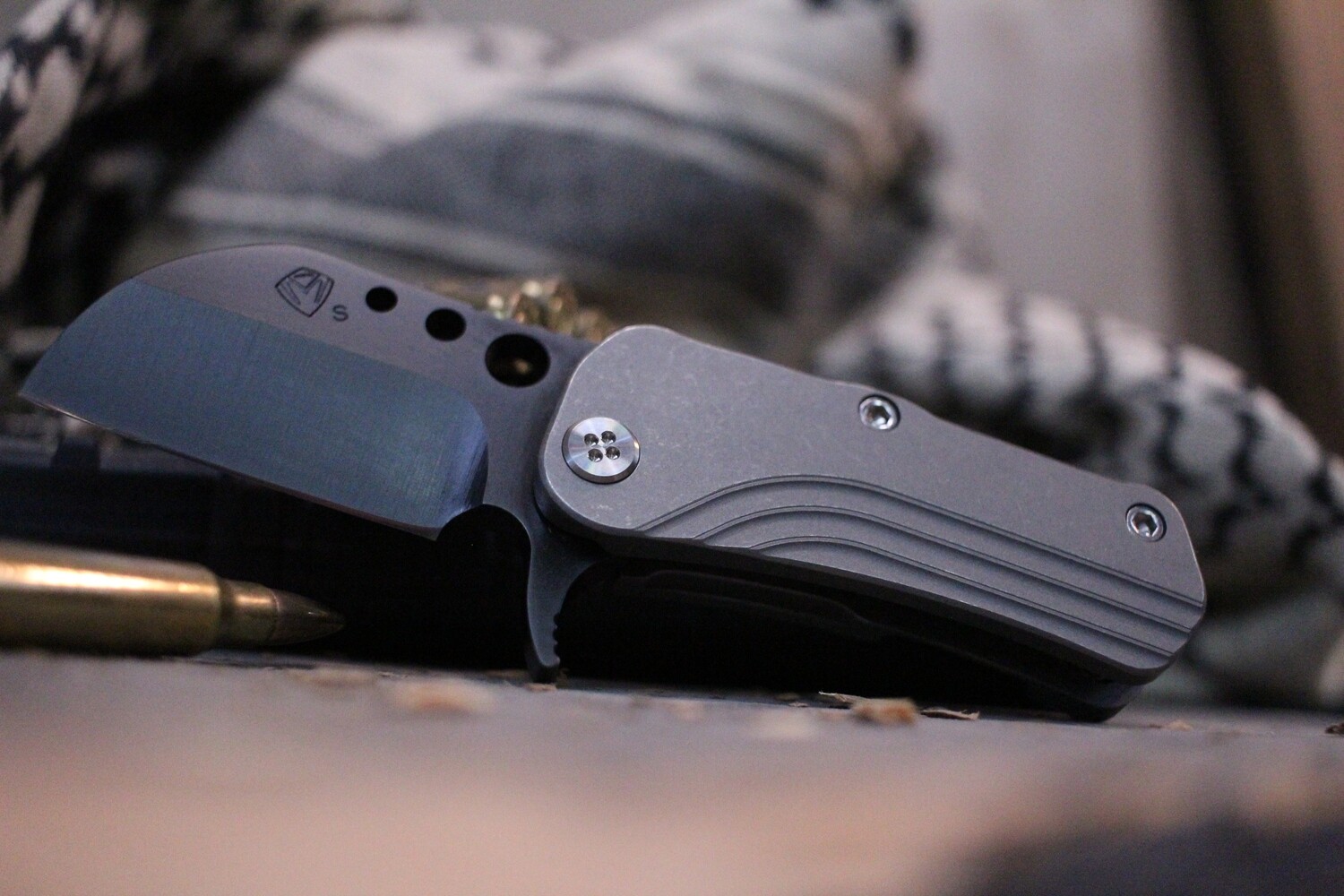 Medford Knife and Tool (MKT) Chunky Monkey 2&quot; Frame Lock Knife, Tumbled Ti / Black PVD