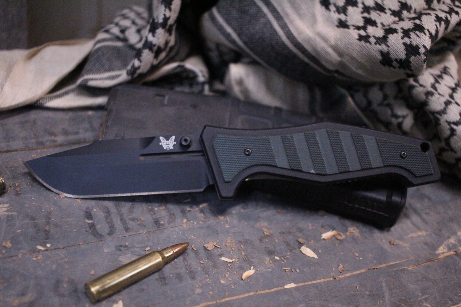 Benchmade Vicar 3.86&quot; Liner Lock Knife / Green-Black G10 / Black (Discontinued)