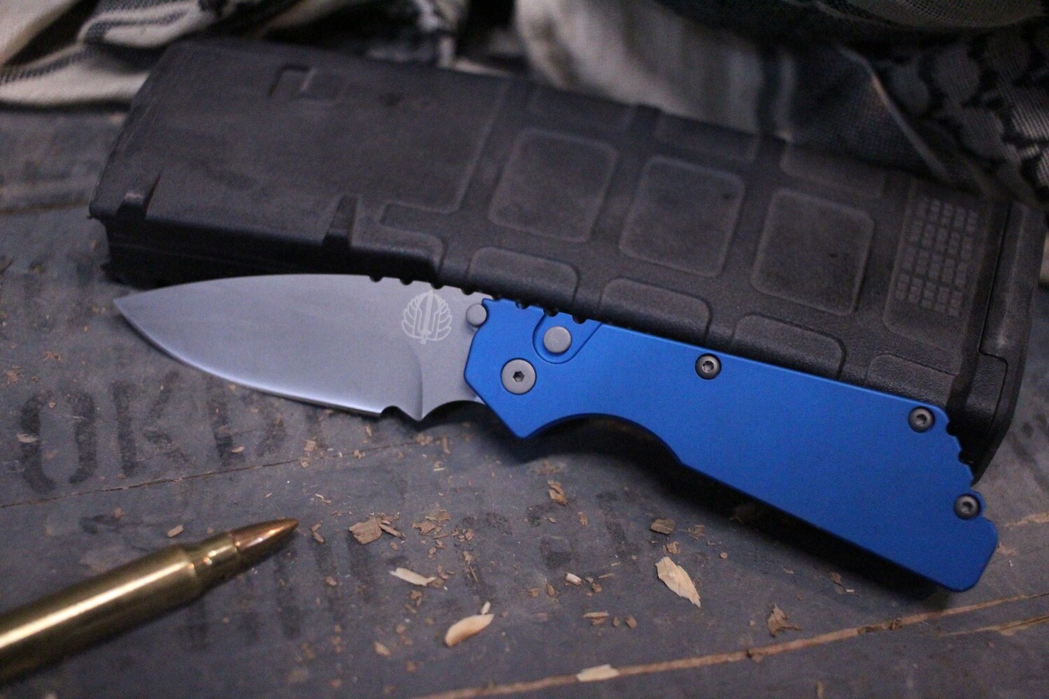 Pro-Tech Pro-Strider PT 3&quot; Automatic Knife, Blue / Bead Blasted ( Pre Owned )