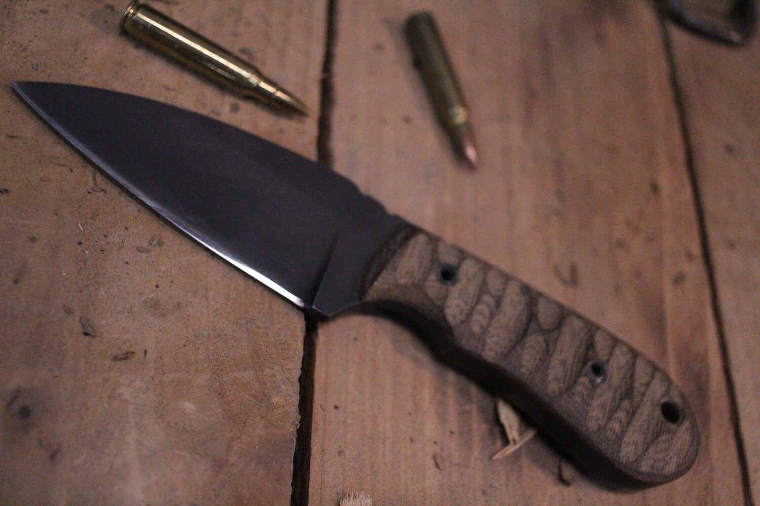 Halloran Knives Seax 4&quot; Fixed Blade, Tan Micarta / Coated ( Pre Owned )