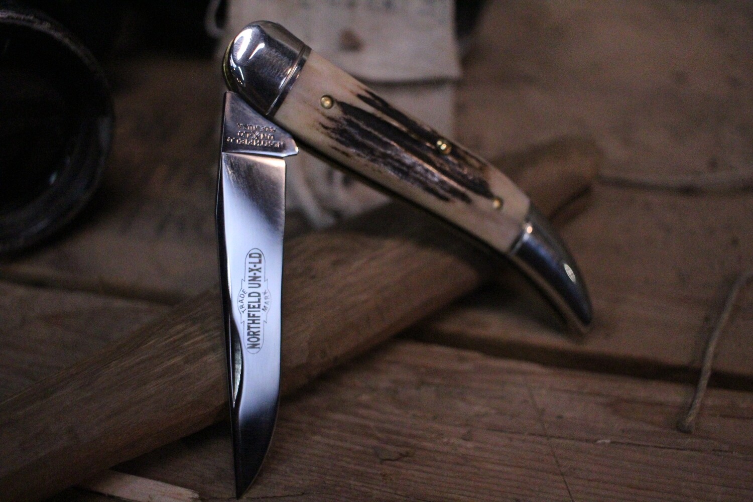 Great Eastern Cutlery Northfield Toothpick 3&quot; Slip Joint Knife, Stag / Satin 1095 ( Pre Owned )