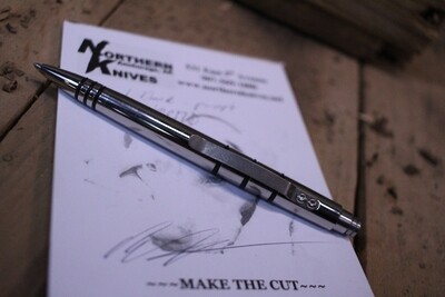 Tuff-Writer Mini Click Series Retractable Pen, Polished Titanium