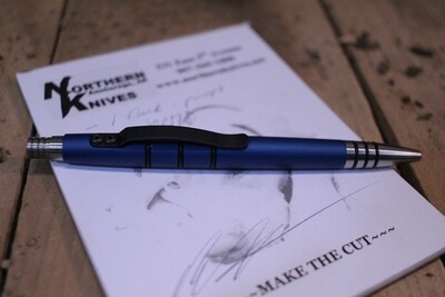 Tuff-Writer Mini Click Series Retractable Pen, Blue Aluminum